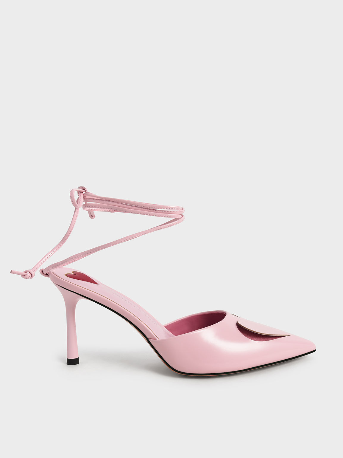 Valentine's Day Collection: Amora Heart Cut-Out Lace-Up Pumps, Pink, hi-res