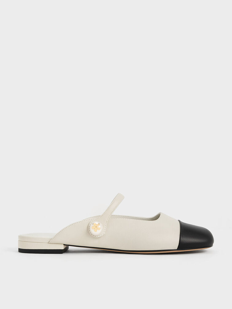 Aeryn Pearl Embellished Flat Mules, Chalk, hi-res