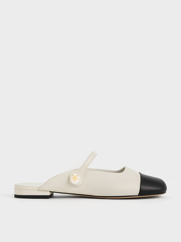 Aeryn Pearl Embellished Flat Mules, Chalk, hi-res