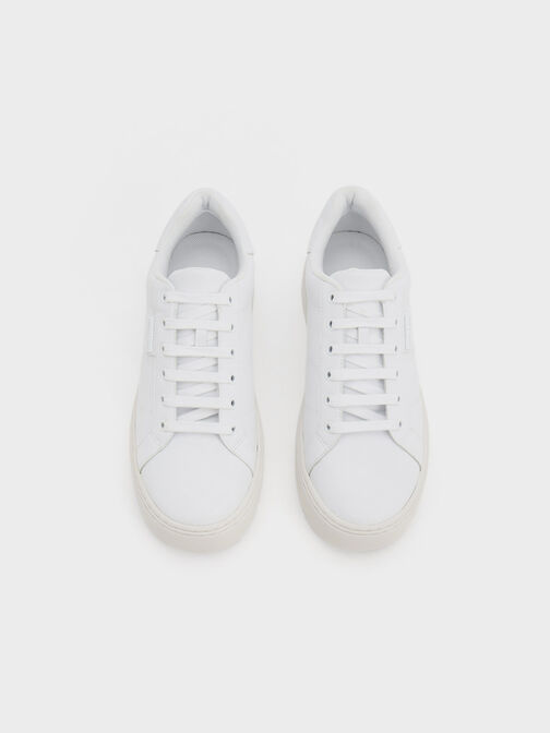 Lace-Up Sneakers, White, hi-res
