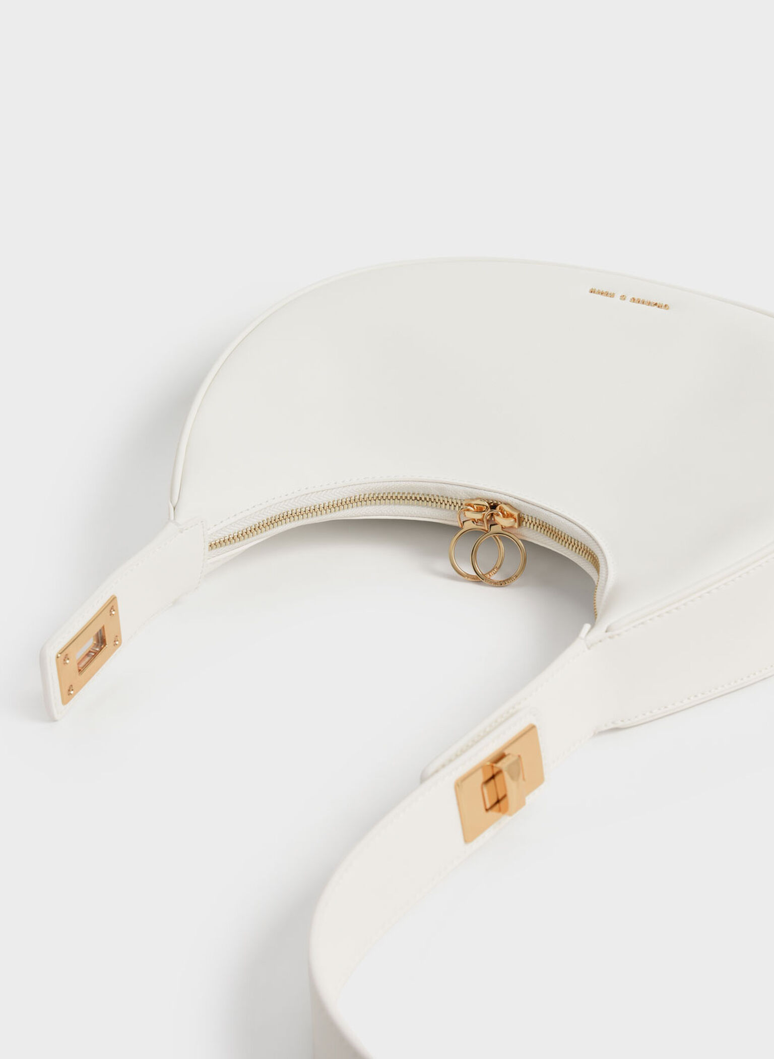 Crescent Hobo Bag, White, hi-res