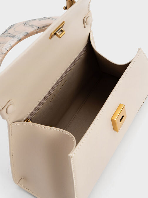 Marlin Acrylic Handle Trapeze Bag, Beige, hi-res