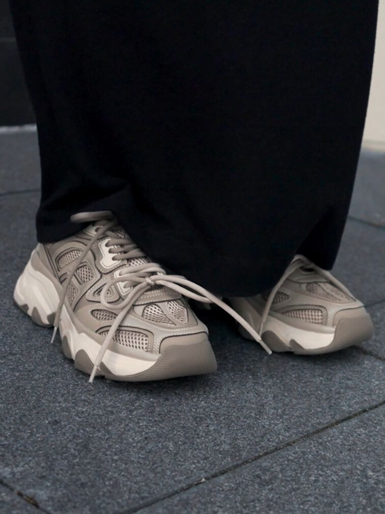 Gaskell Metallic Mesh Chunky Sneakers, Taupe, hi-res