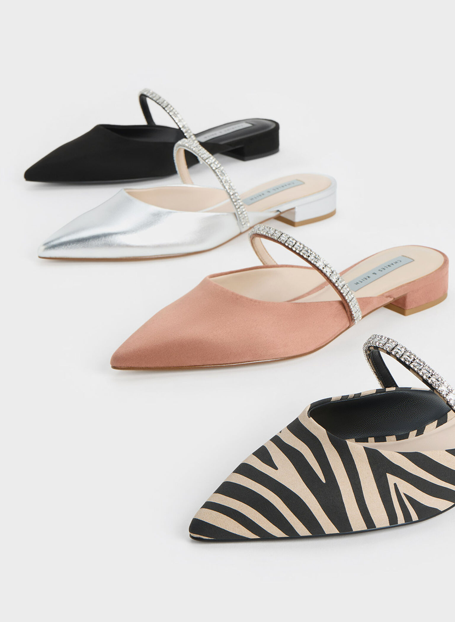 Ambrosia Textured Gem-Embellished Slip-On Flats, Black Textured, hi-res