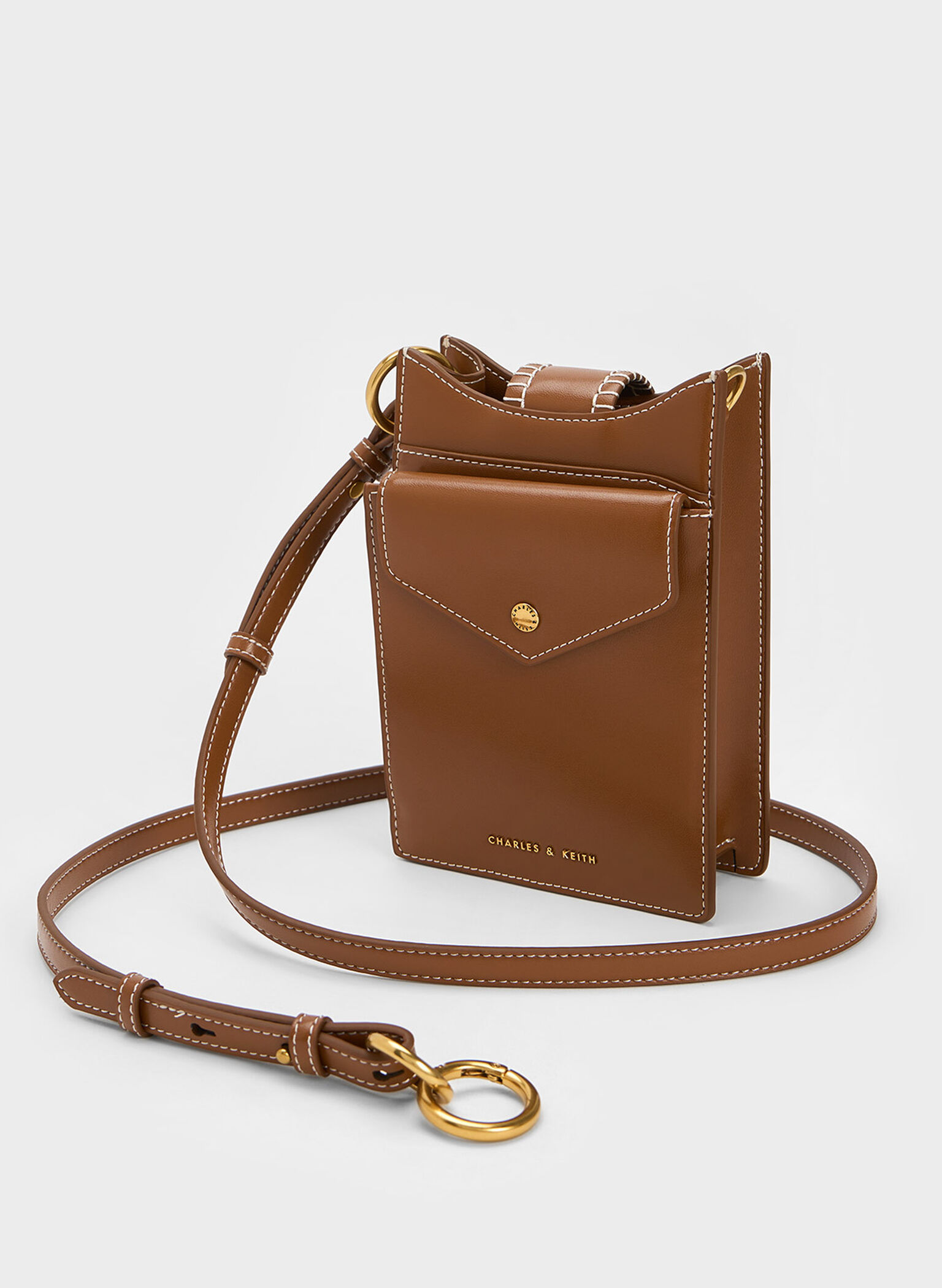 Winslet Belted Canvas Phone Pouch, Chocolate, hi-res