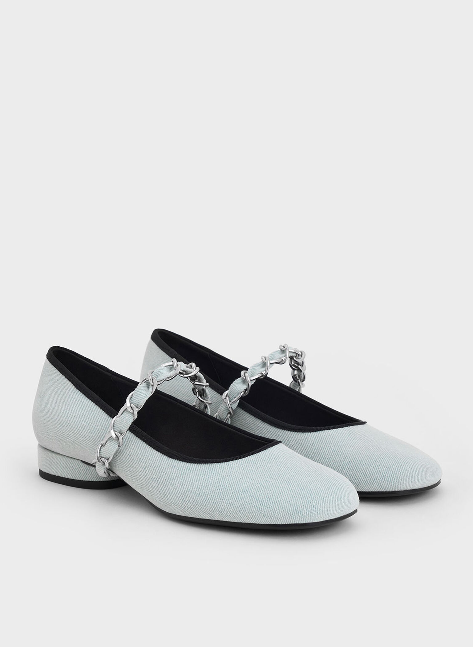 Denim Braided-Strap Mary Janes, Light Blue, hi-res