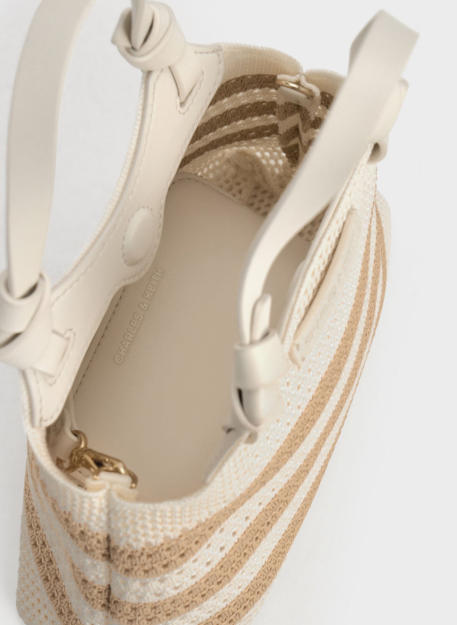 Ida Striped Knotted Handle Tote Bag, Sand, hi-res