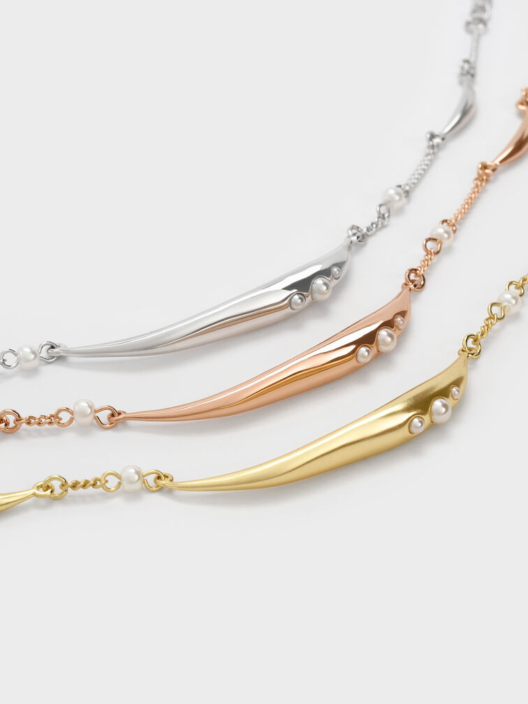 Corrine Pearl Sculptural Bracelet, Brush Gold, hi-res