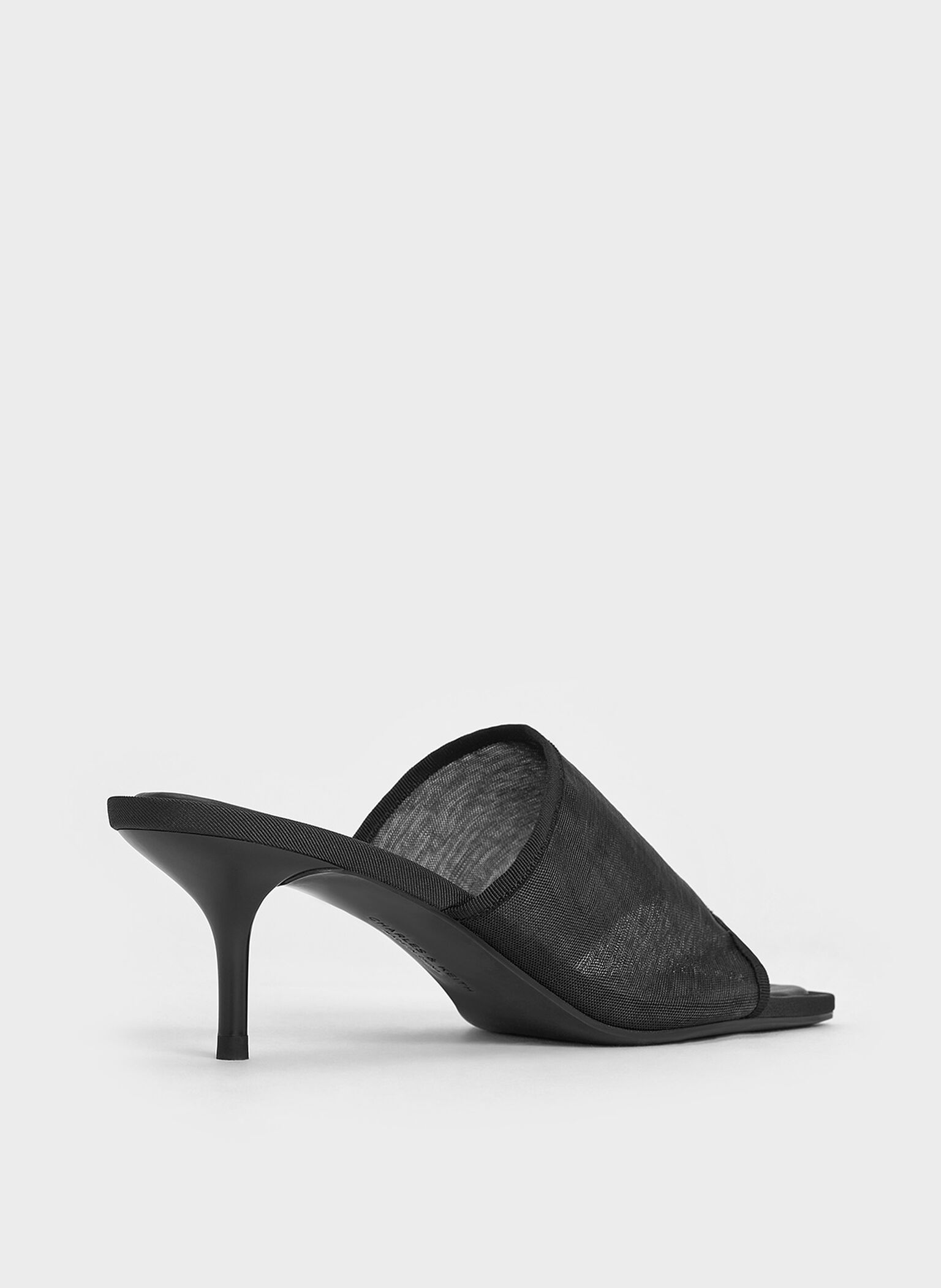 Loren Mesh Kitten-Heel Mules, Black Textured, hi-res