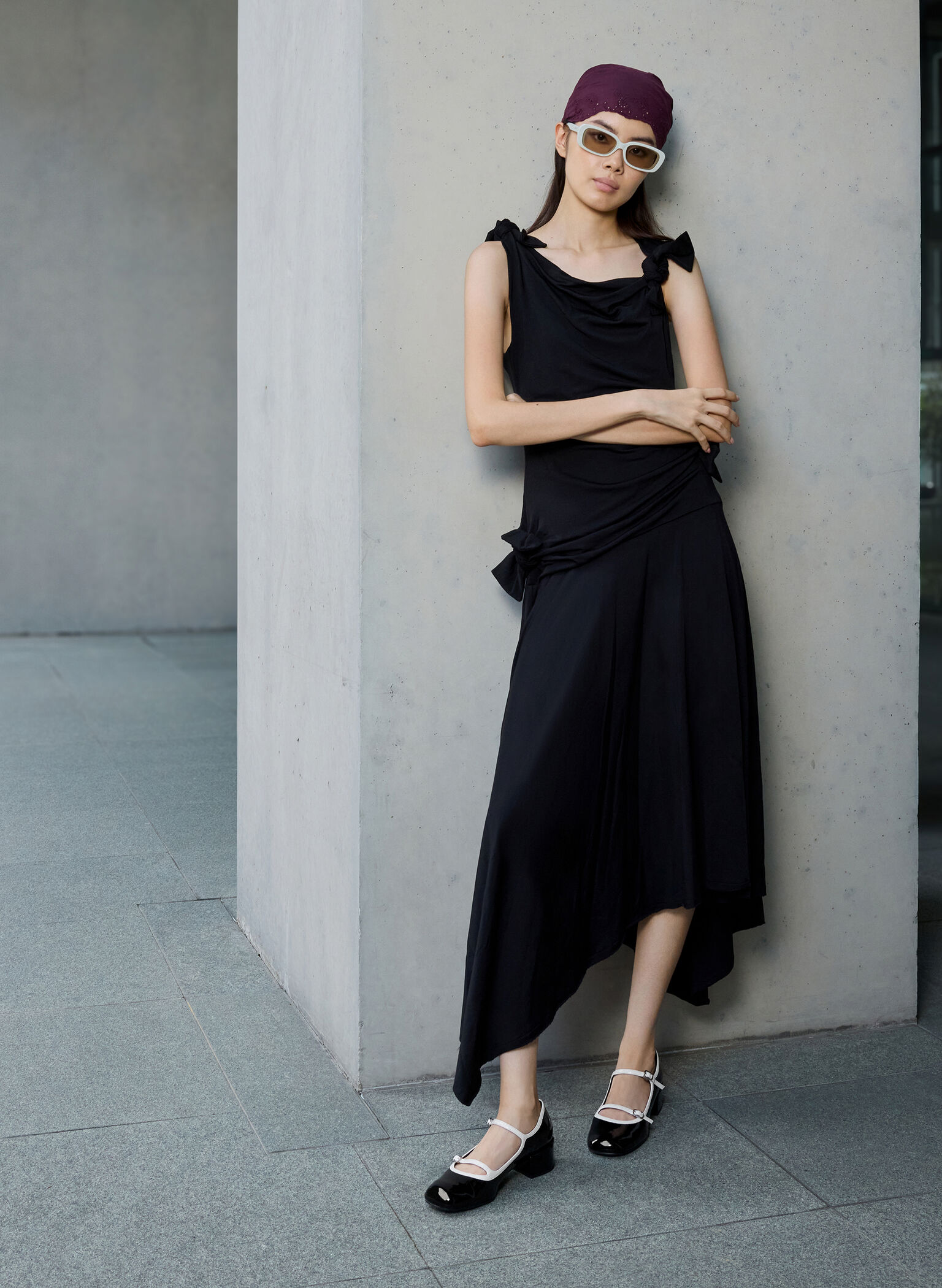 Patent Contrast-Trim Double-Strap Mary Jane Pumps, Black Patent, hi-res