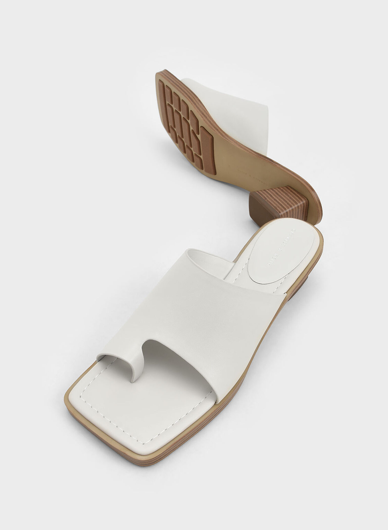 Toe Ring Stacked Heel Sandals, Chalk, hi-res