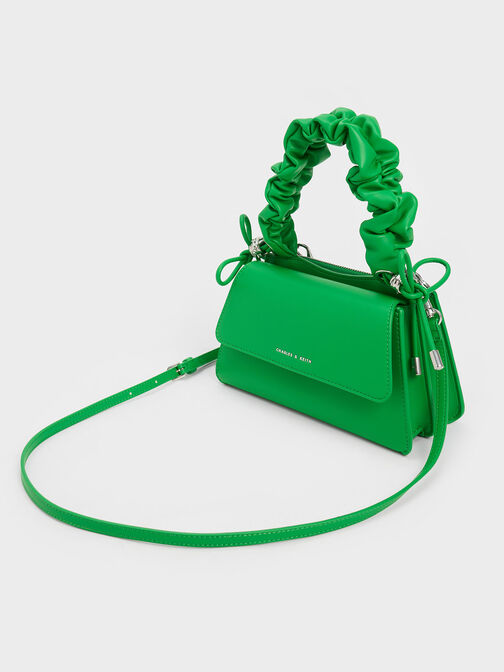 Cosette Ruched-Handle Trapeze Bag, Green, hi-res