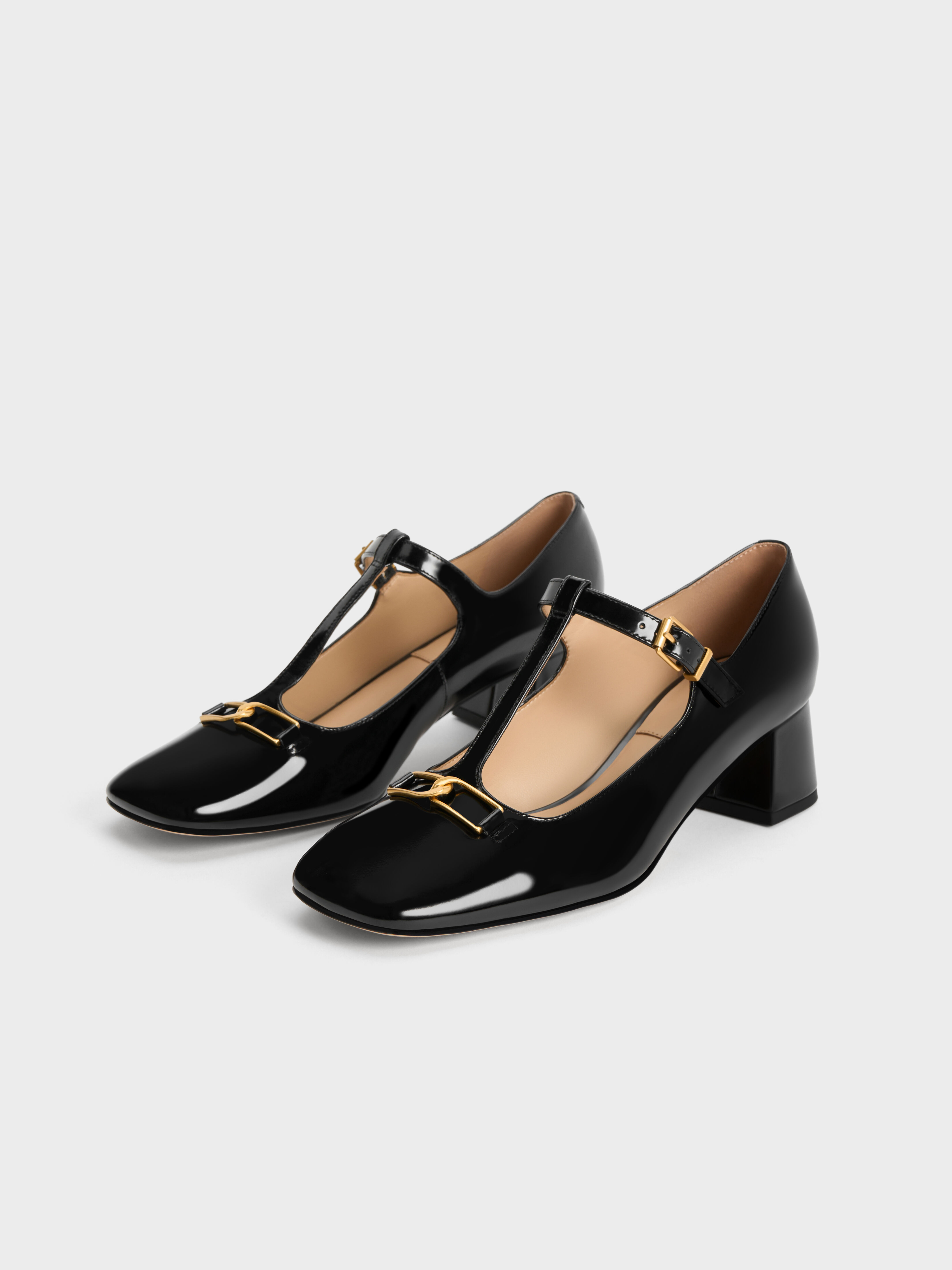 Gabine Leather T Bar Mary Jane Pumps Black Box
