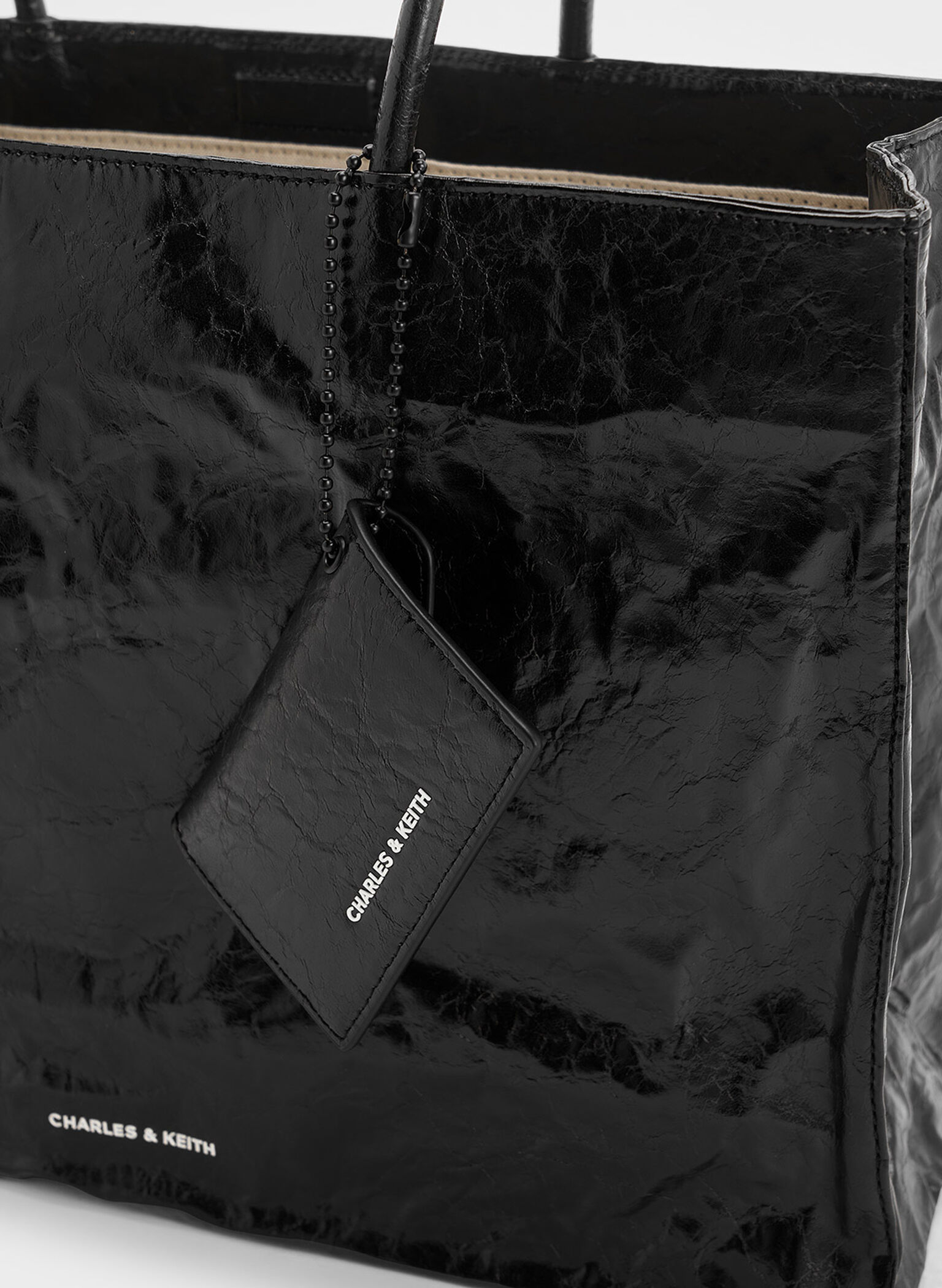 Large Matina Crinkle-Effect Tote Bag, Jet Black, hi-res