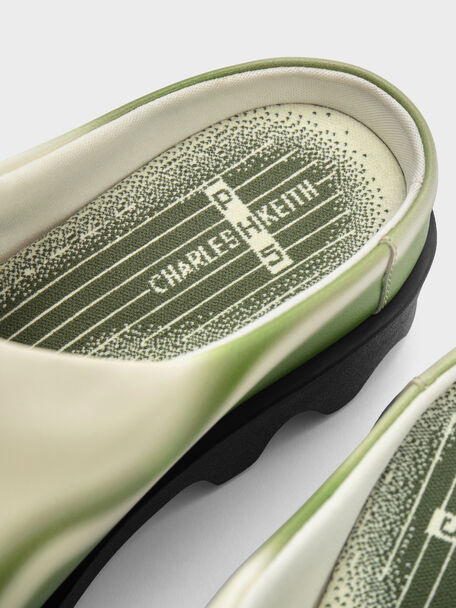 Gradient Wave Slip-On Mules, Green, hi-res