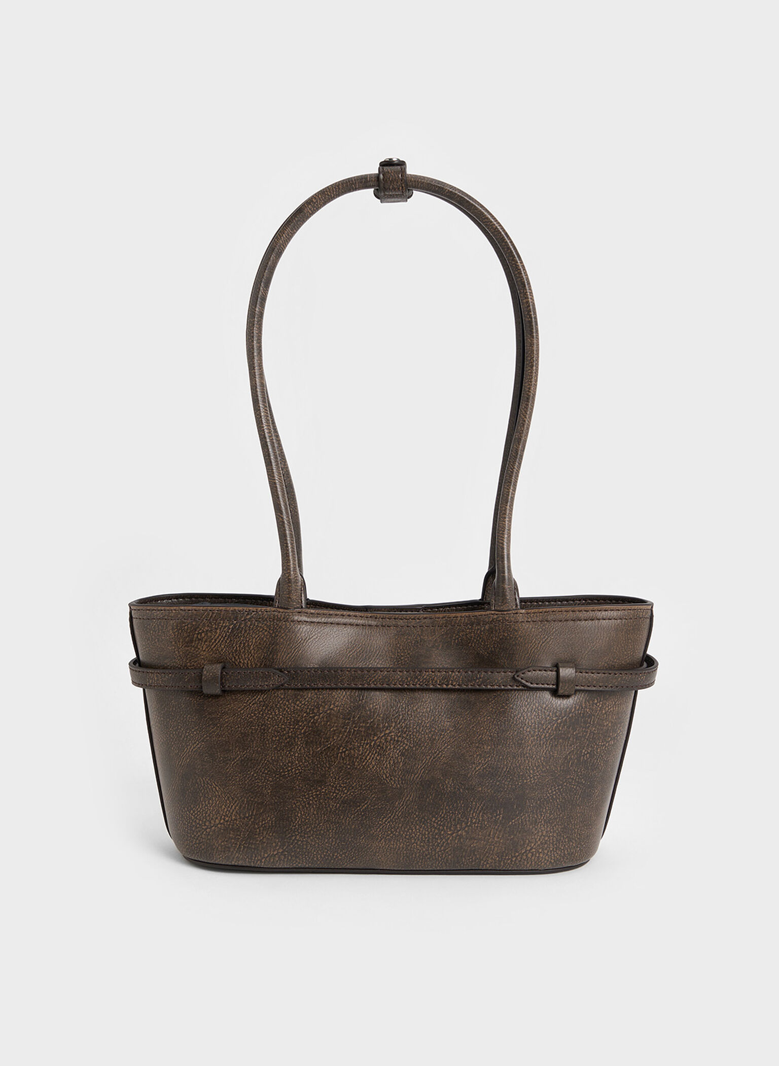 Sloane Elongated-Handle Shoulder Bag, Dark Brown, hi-res