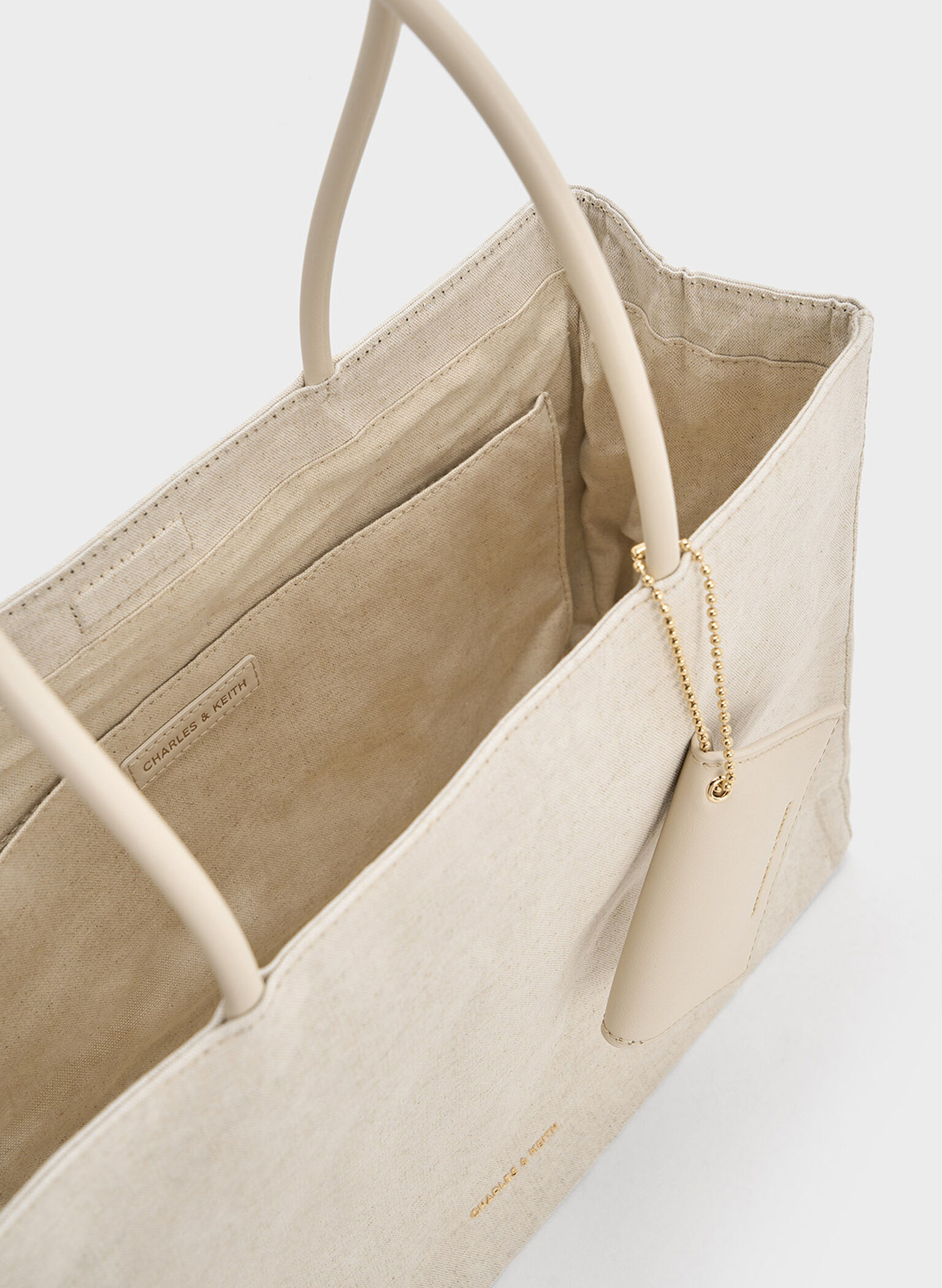 Large Matina Linen Tote Bag, Beige, hi-res
