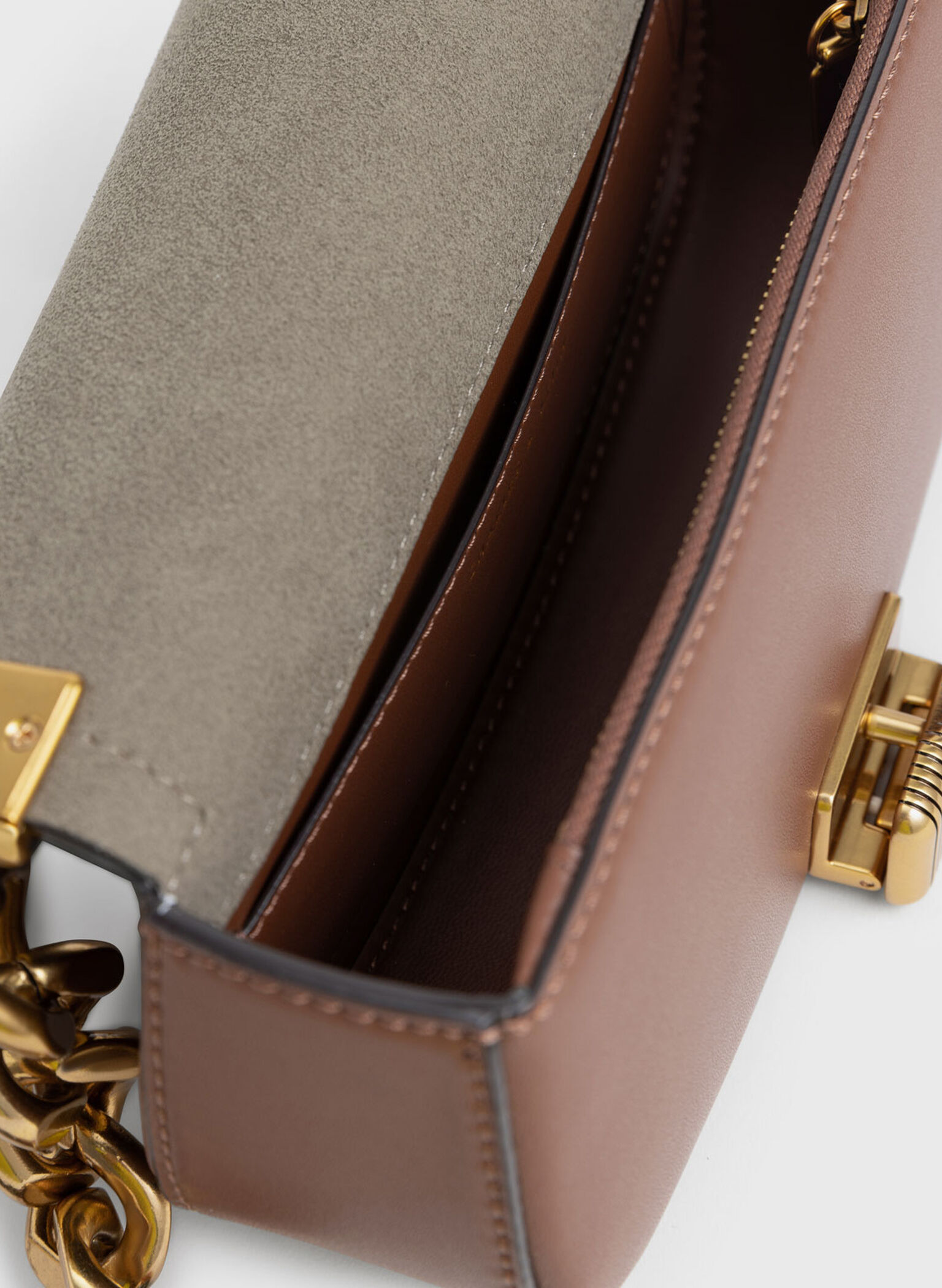 Sonnet Two-Tone Chain Handle Shoulder Bag, Chocolate, hi-res