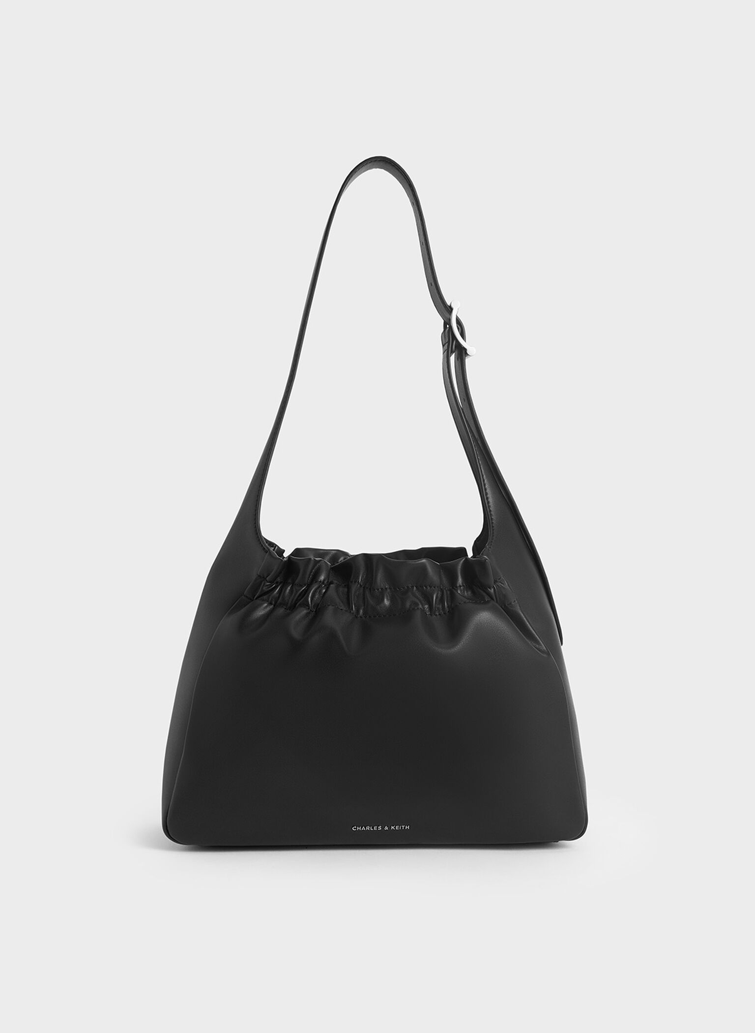 Brigette Ruched Shoulder Bag, Noir, hi-res