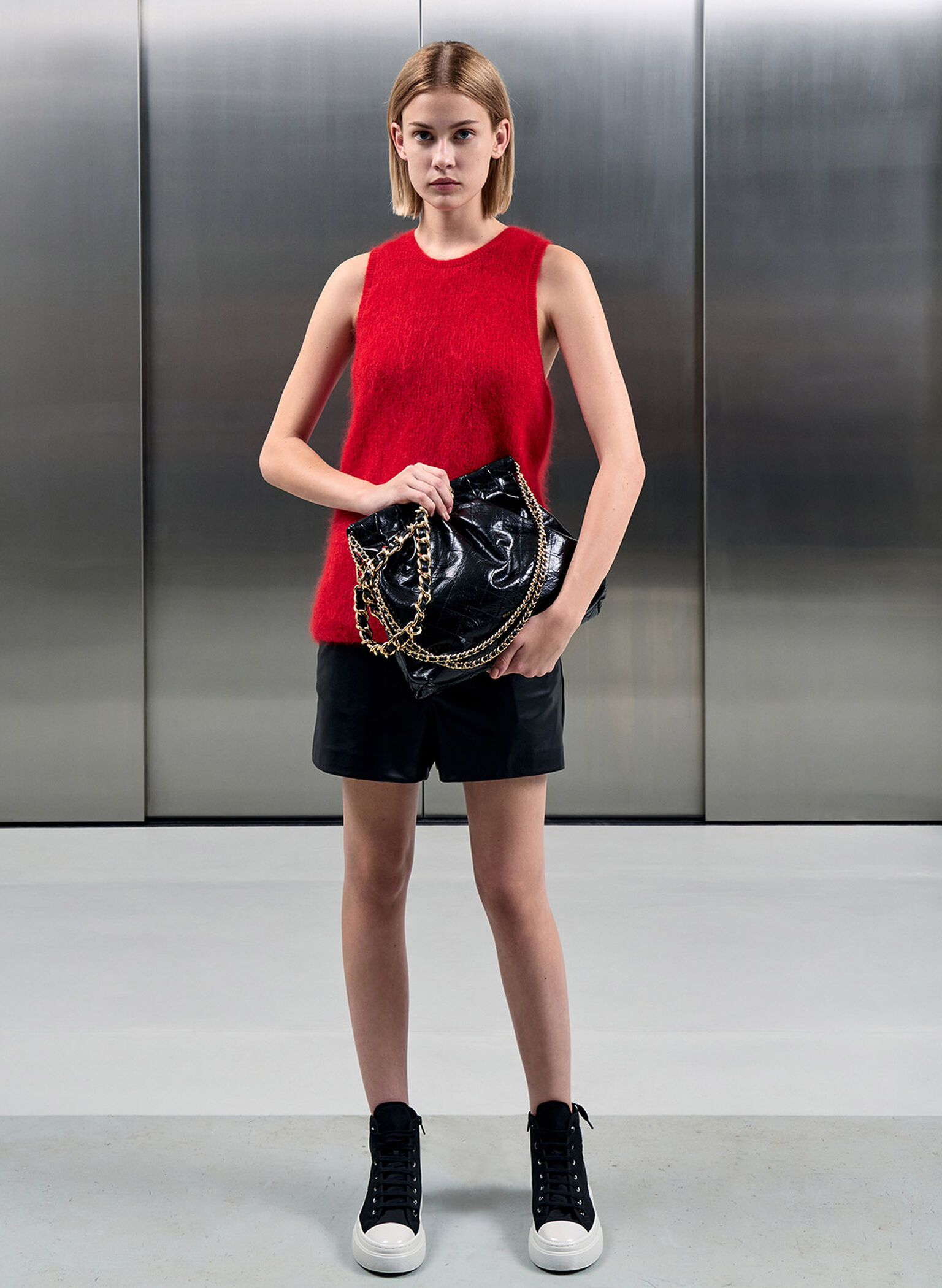 Duo Double Chain Hobo Bag, Black, hi-res