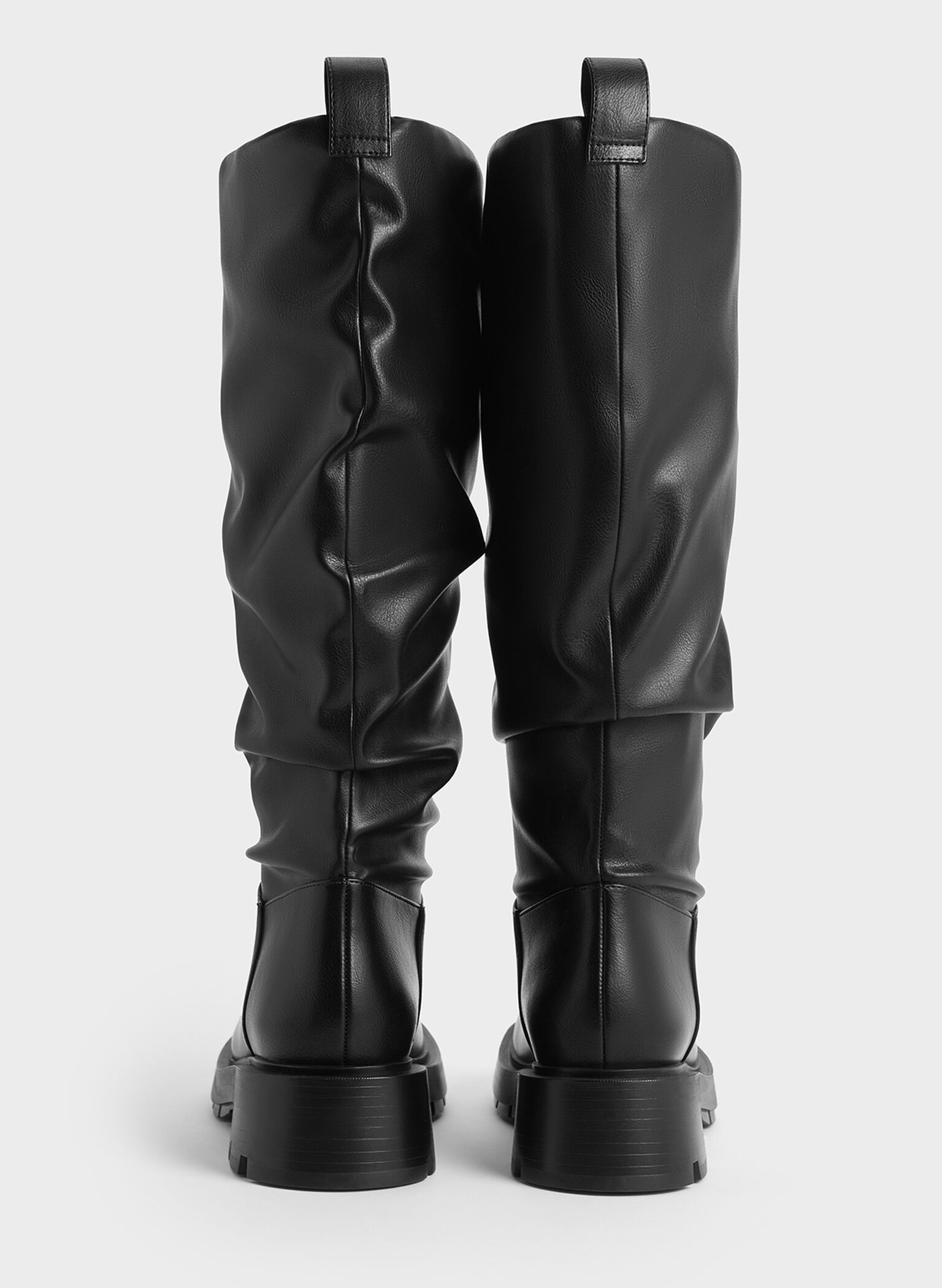 Ruched Knee-High Boots, Black, hi-res