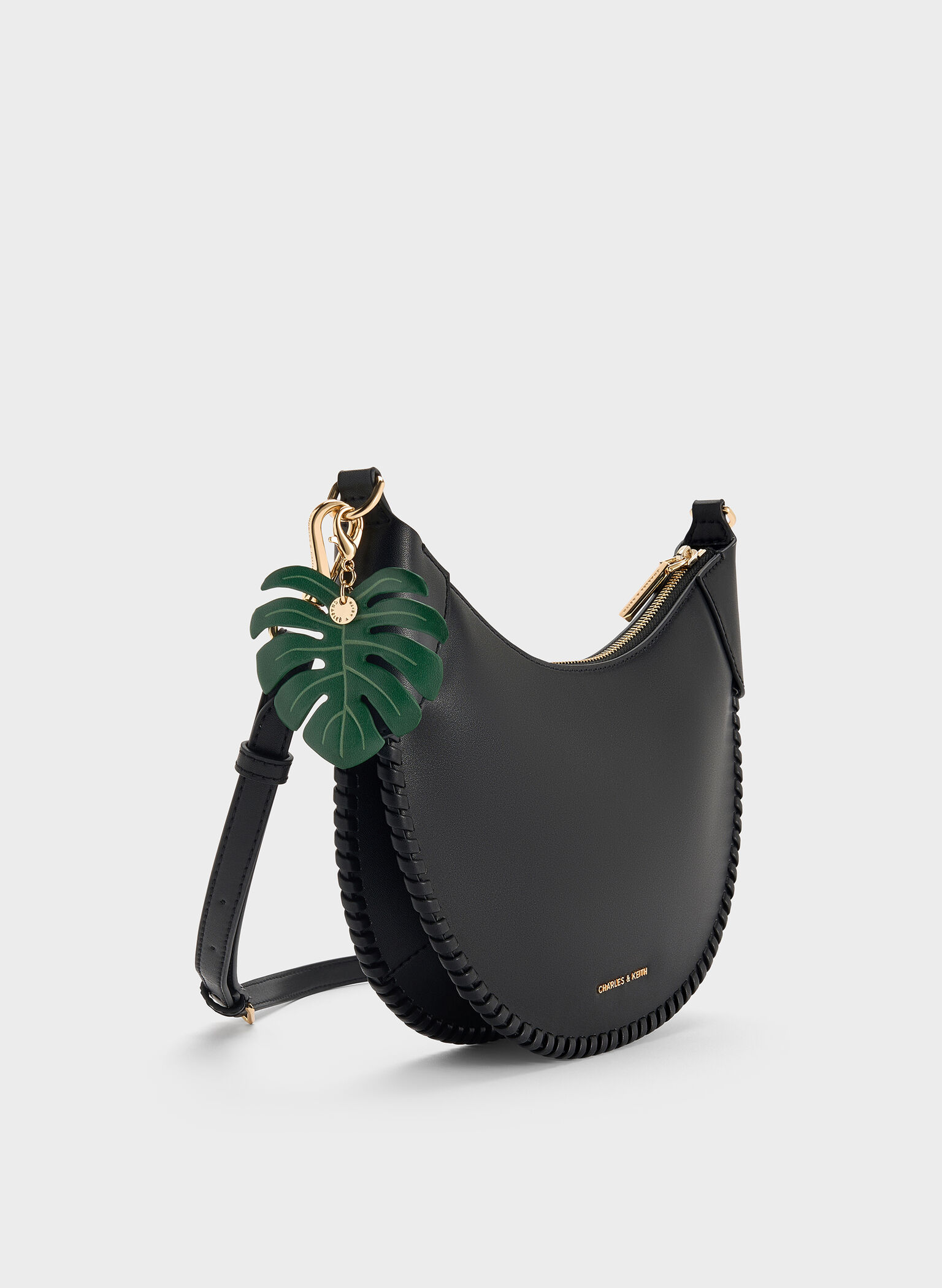 Blume Braided Curved Hobo Bag, Black, hi-res