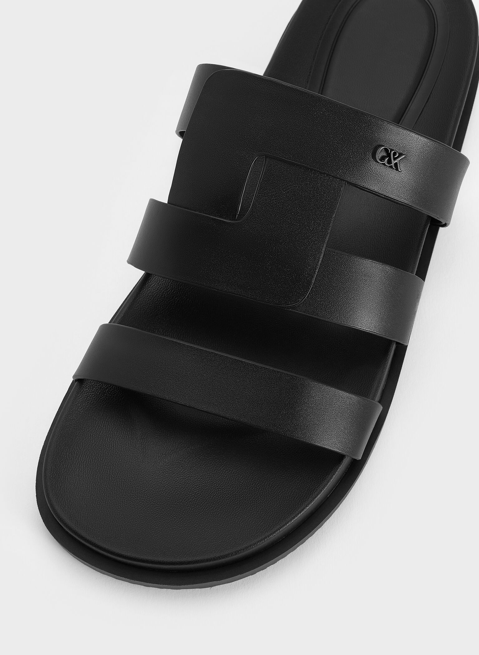 Petina Leather Flatform Sandals, Black, hi-res