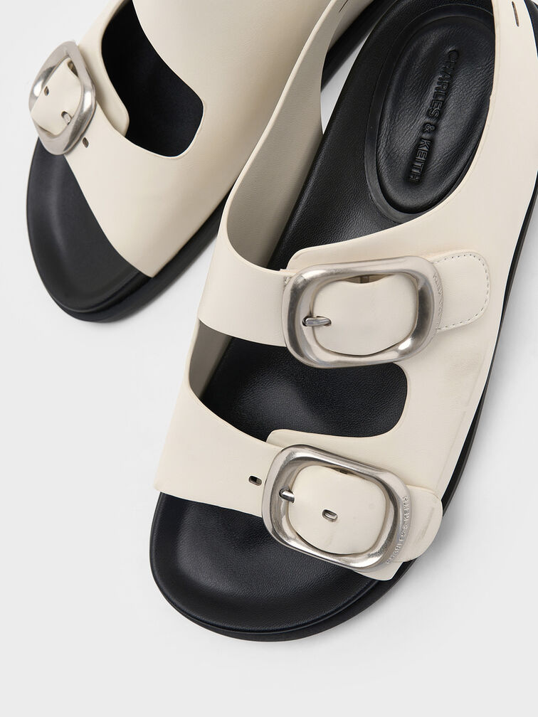Buckled Double-Strap Slingback Sandals, Chalk, hi-res