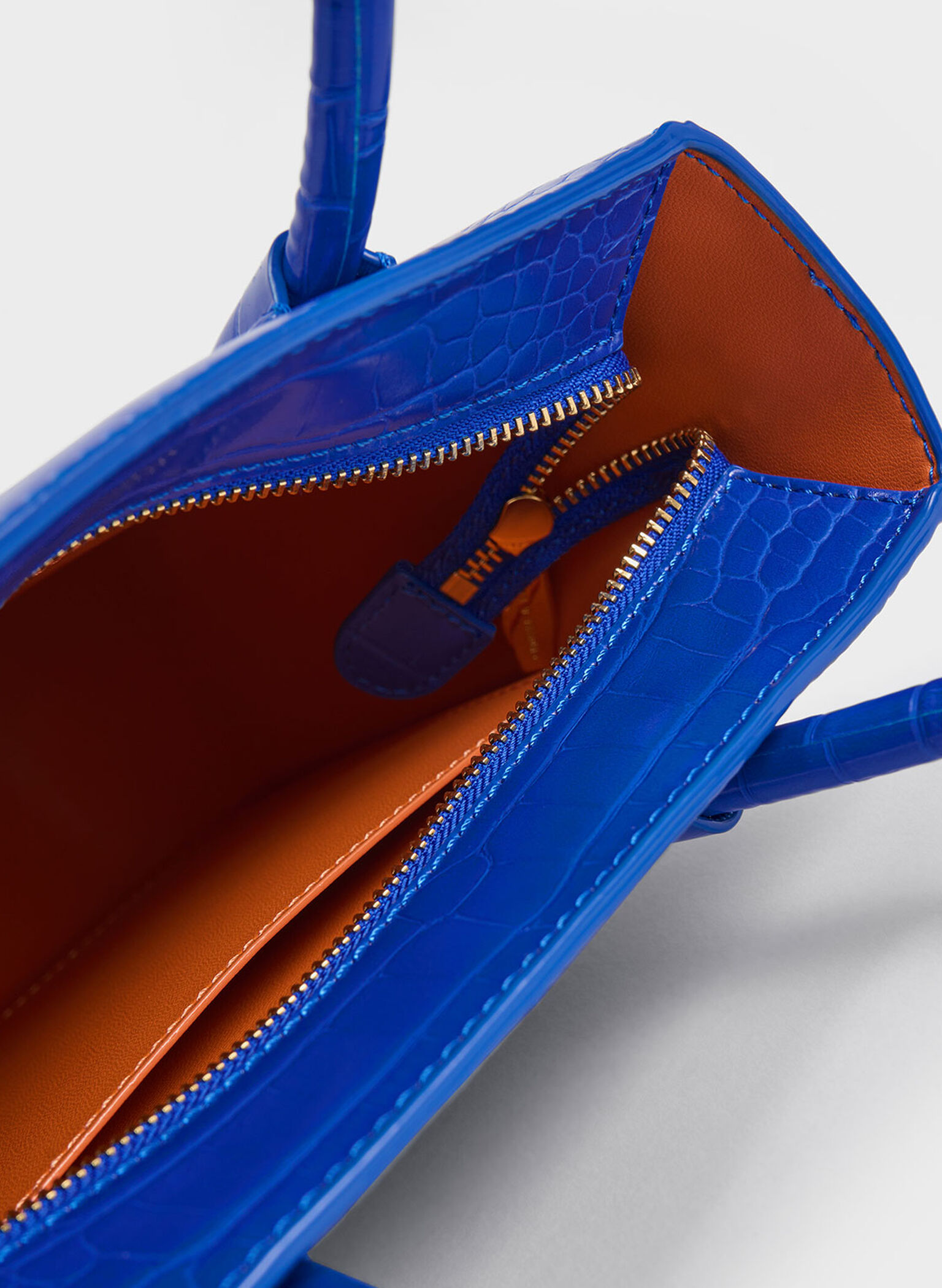 Meriah Croc-Embossed Tote Bag, Cerulean, hi-res