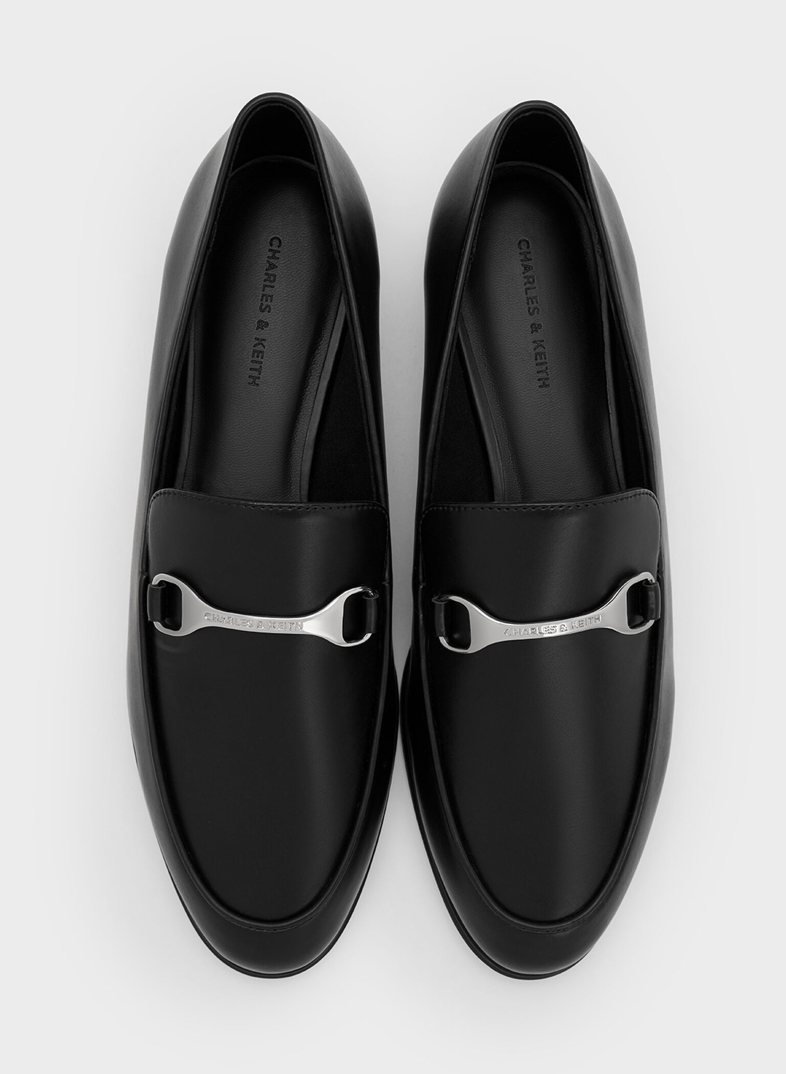 Leslie Metallic-Accent Loafers, Black, hi-res