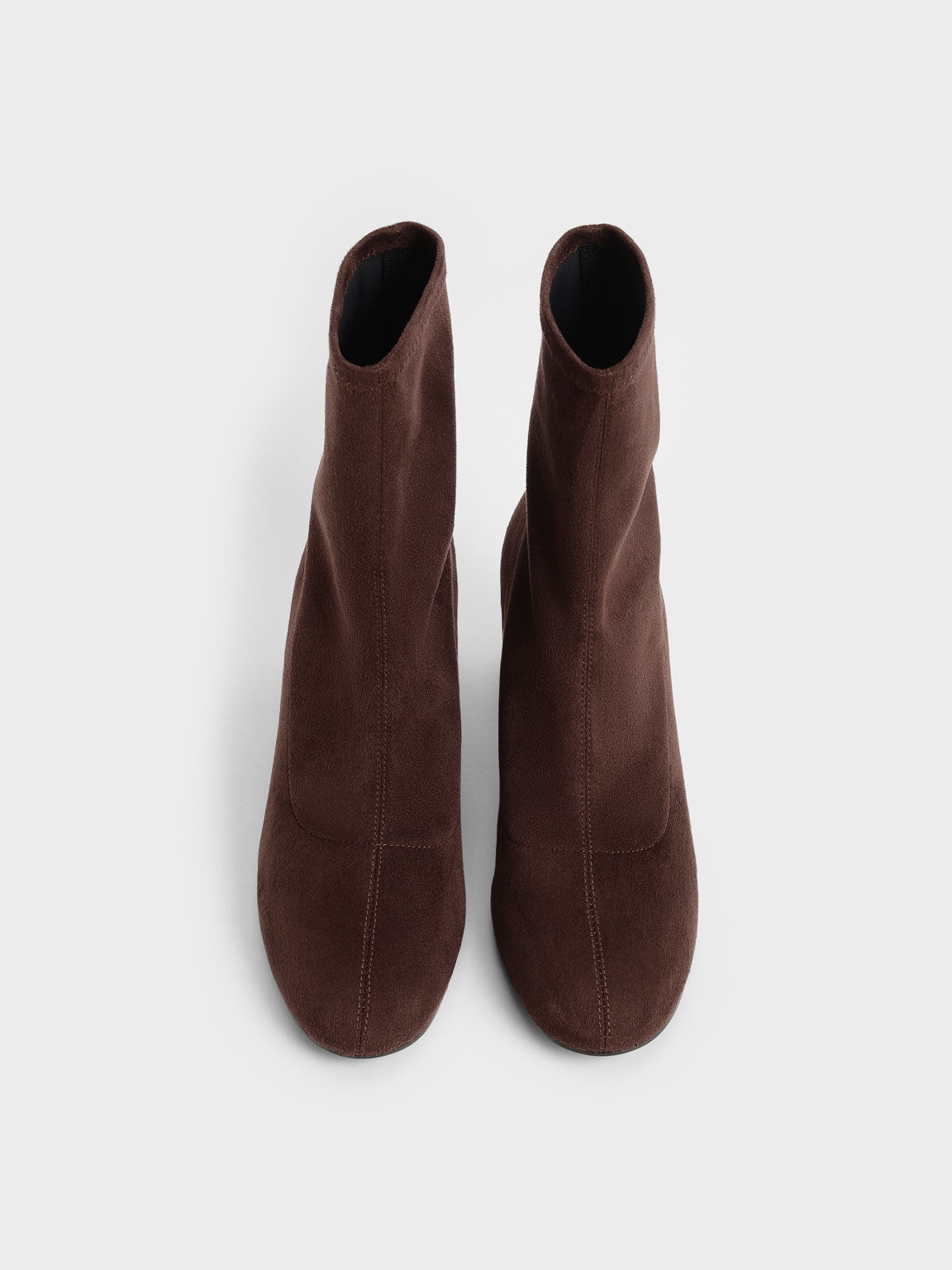 Textured Stitch-Trim Ankle Boots, Dark Brown, hi-res