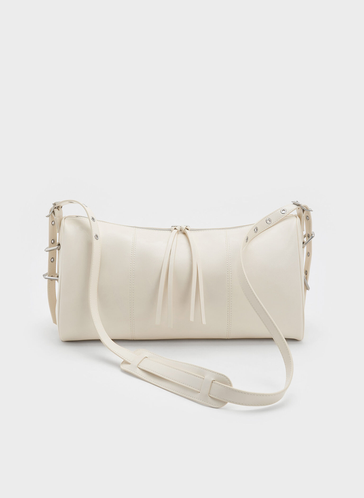 Bryna Panelled Grommet-Strap Crossbody Bag, Cream, hi-res