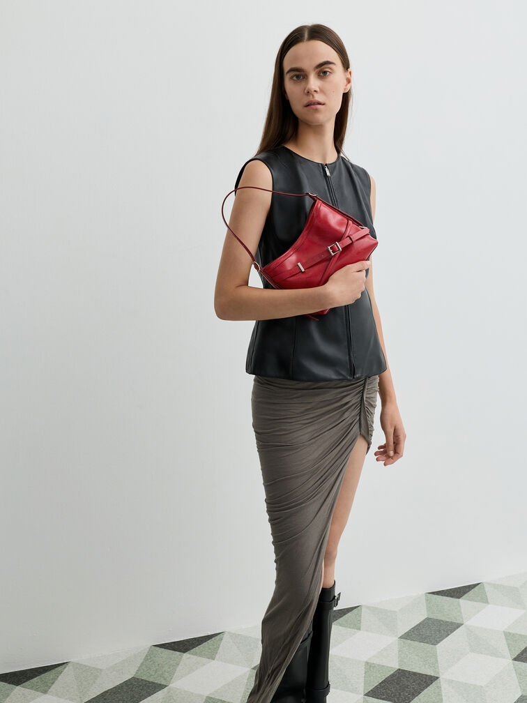 Bryna Buckled-Strap Crossbody Bag, Equestrian Red, hi-res