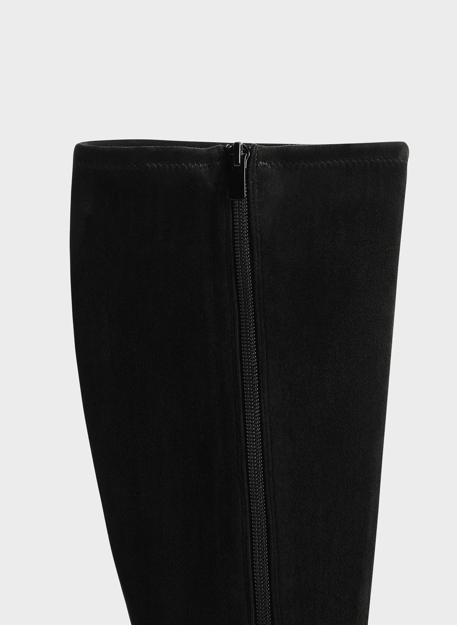 Sasky Faux Suede Knee High Flat Boots, Black Textured, hi-res