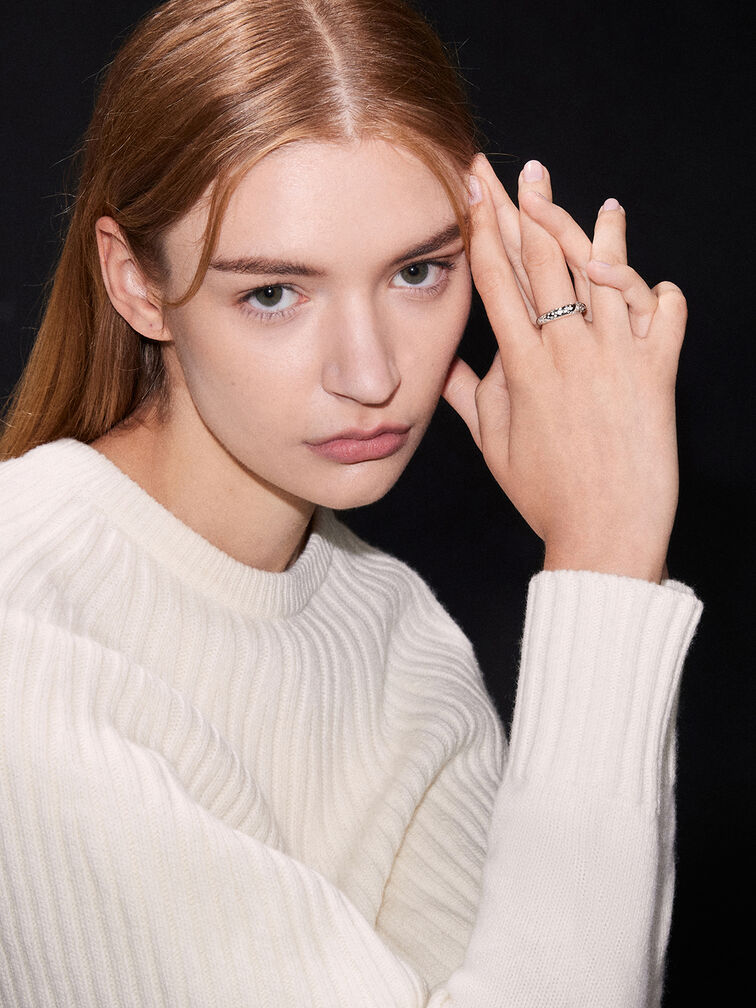 Reverie Crystal Dome Ring, Silver, hi-res