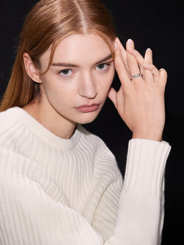 Reverie Crystal Dome Ring, Silver, hi-res