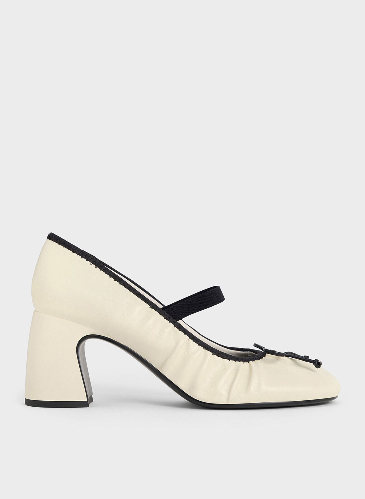 Mino Ruched Mary Jane Pumps, Chalk, hi-res