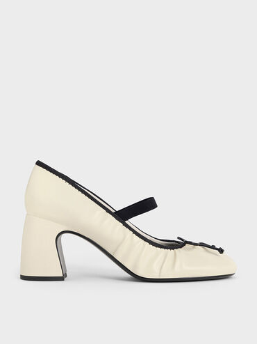 Mino Ruched Mary Jane Pumps, Chalk, hi-res