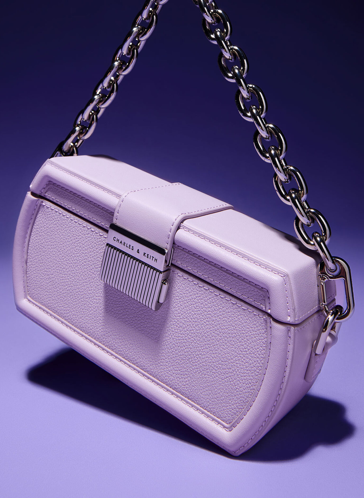 Leona Belted Geometric Clutch, Lilac, hi-res