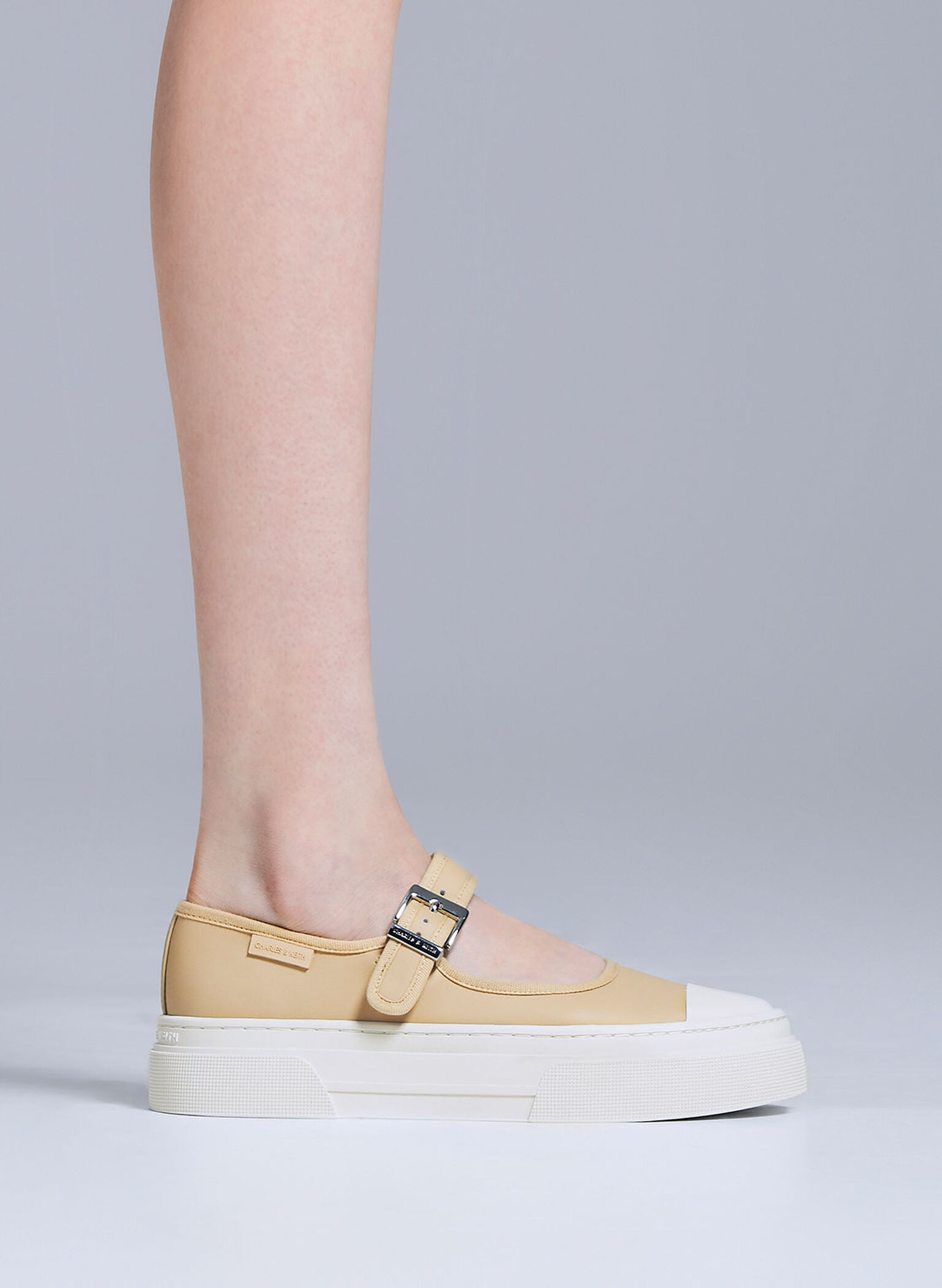 Two-Tone Mary Jane Sneakers, Beige, hi-res