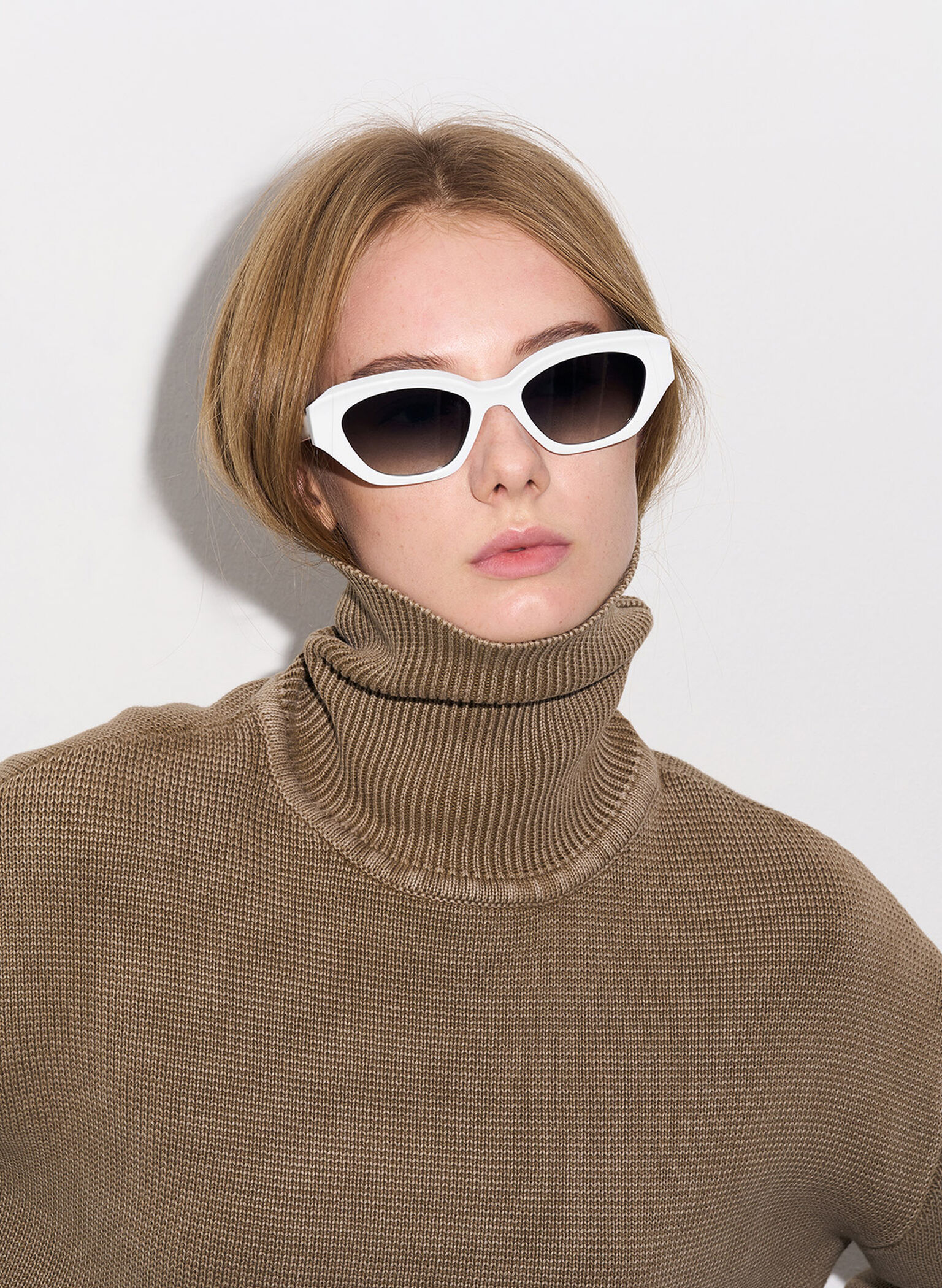 Onyx Recycled Acetate Cat-Eye Sunglasses, White, hi-res