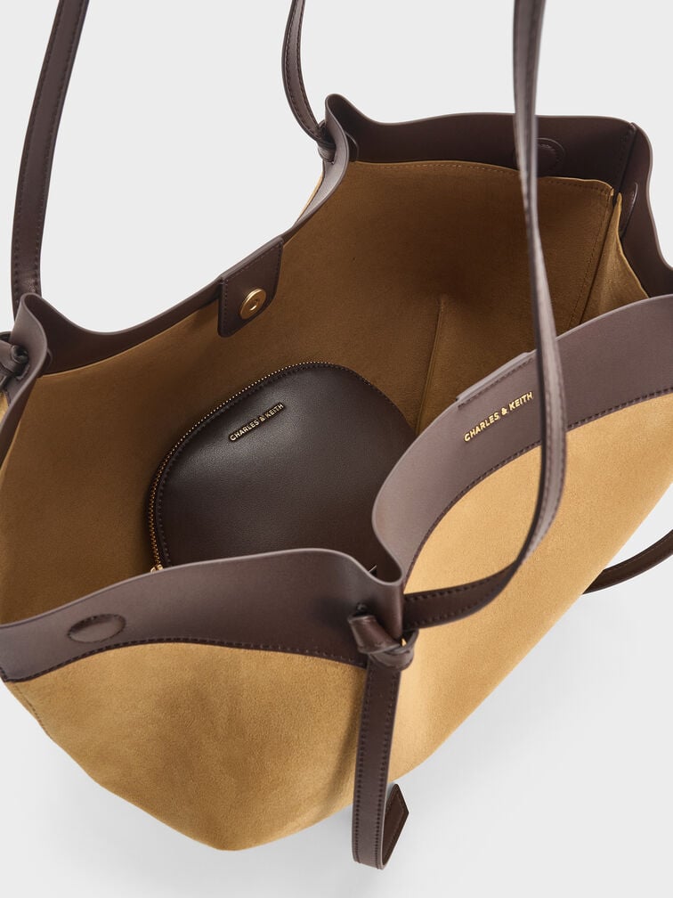 Large Calla Suede Tote Bag, Sahara Sand, hi-res