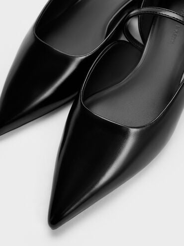 Pointed-Toe D'Orsay Mary Janes, Black, hi-res