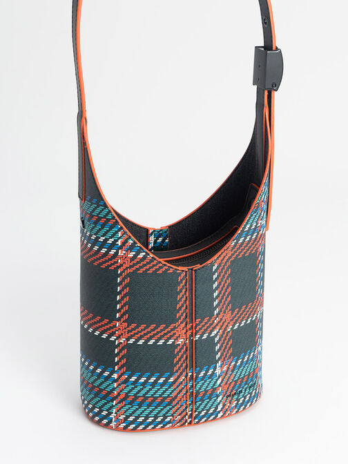 Altea Plaid Bucket Bag, Black Textured, hi-res
