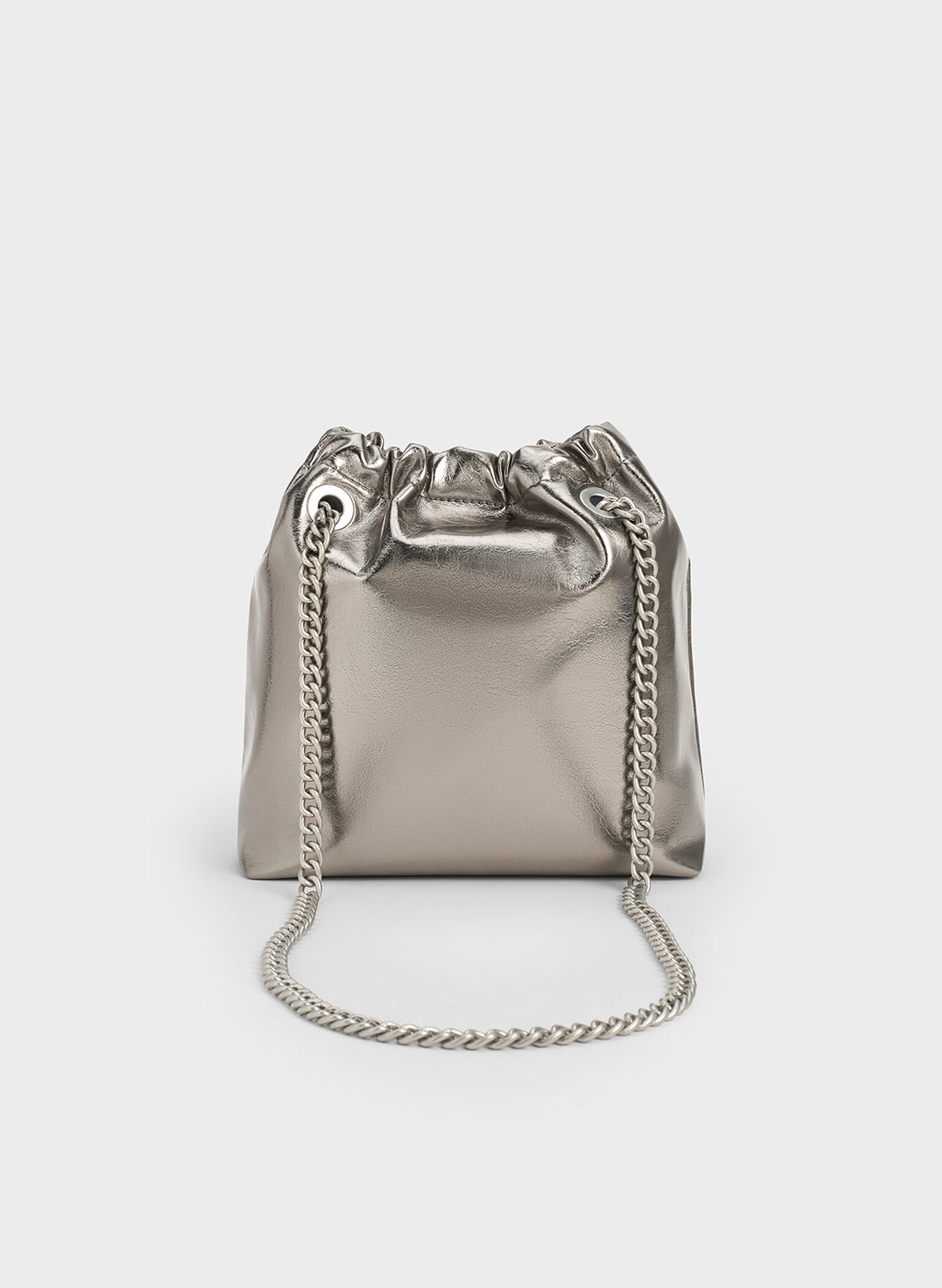 Caia Metallic Chain-Handle Tote Bag, Pewter, hi-res