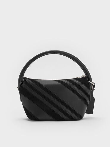 Zeya Recycled Suede Top Handle Bag, Noir, hi-res