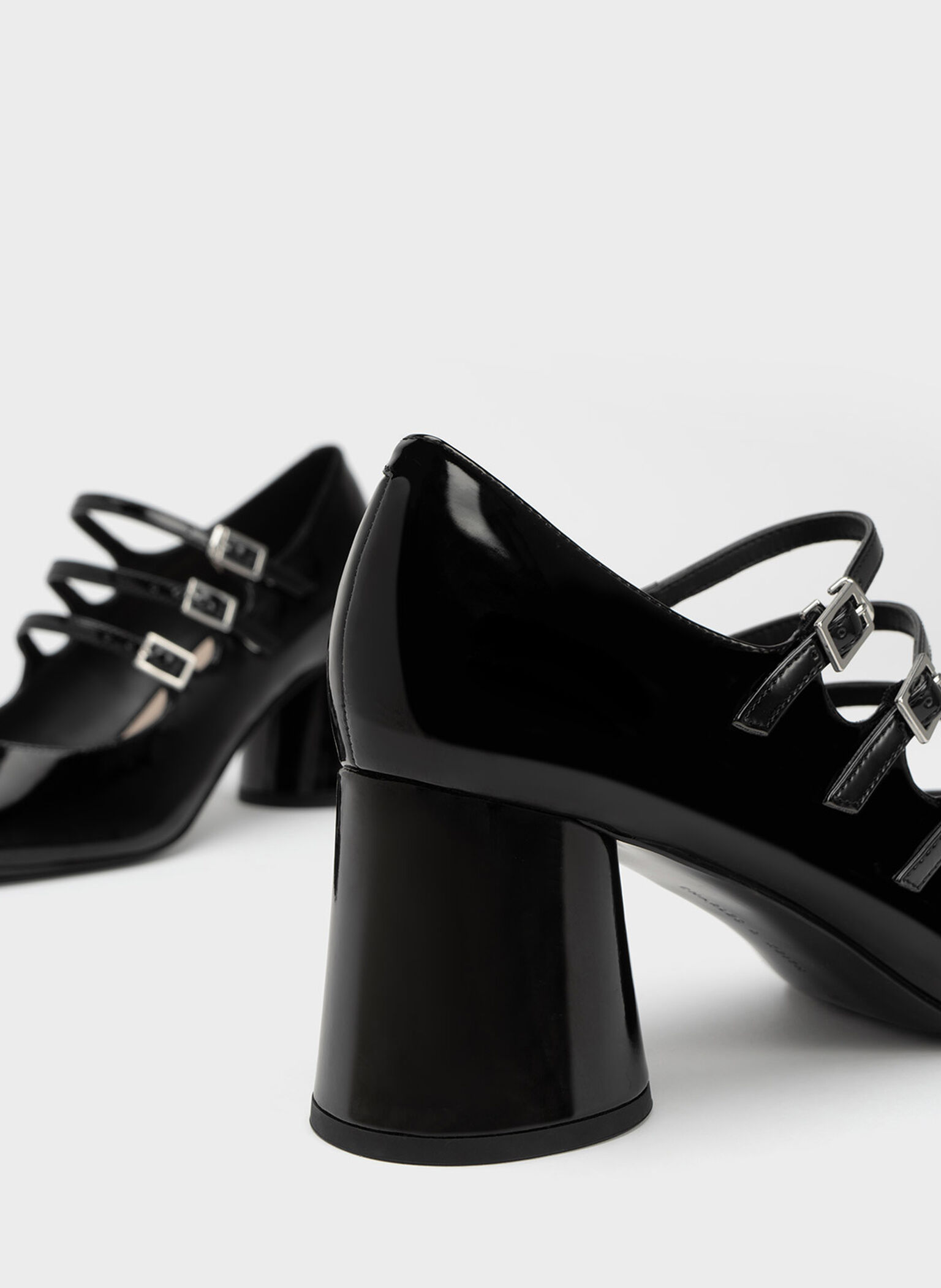 Claudie Patent Buckled Mary Janes, Black, hi-res