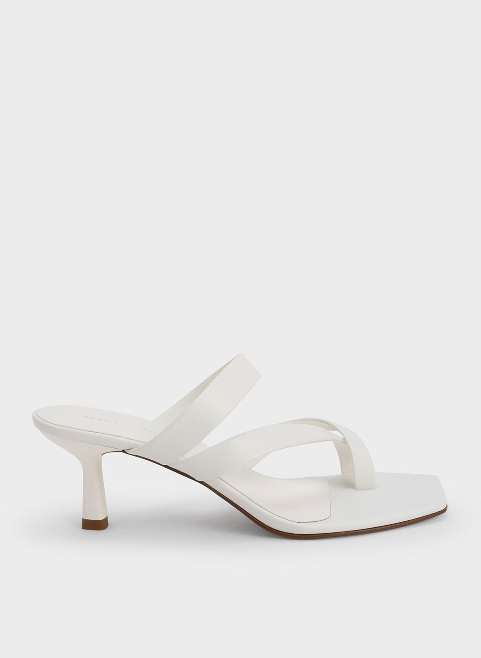 Asymmetric Toe Ring Heeled Sandals, White, hi-res