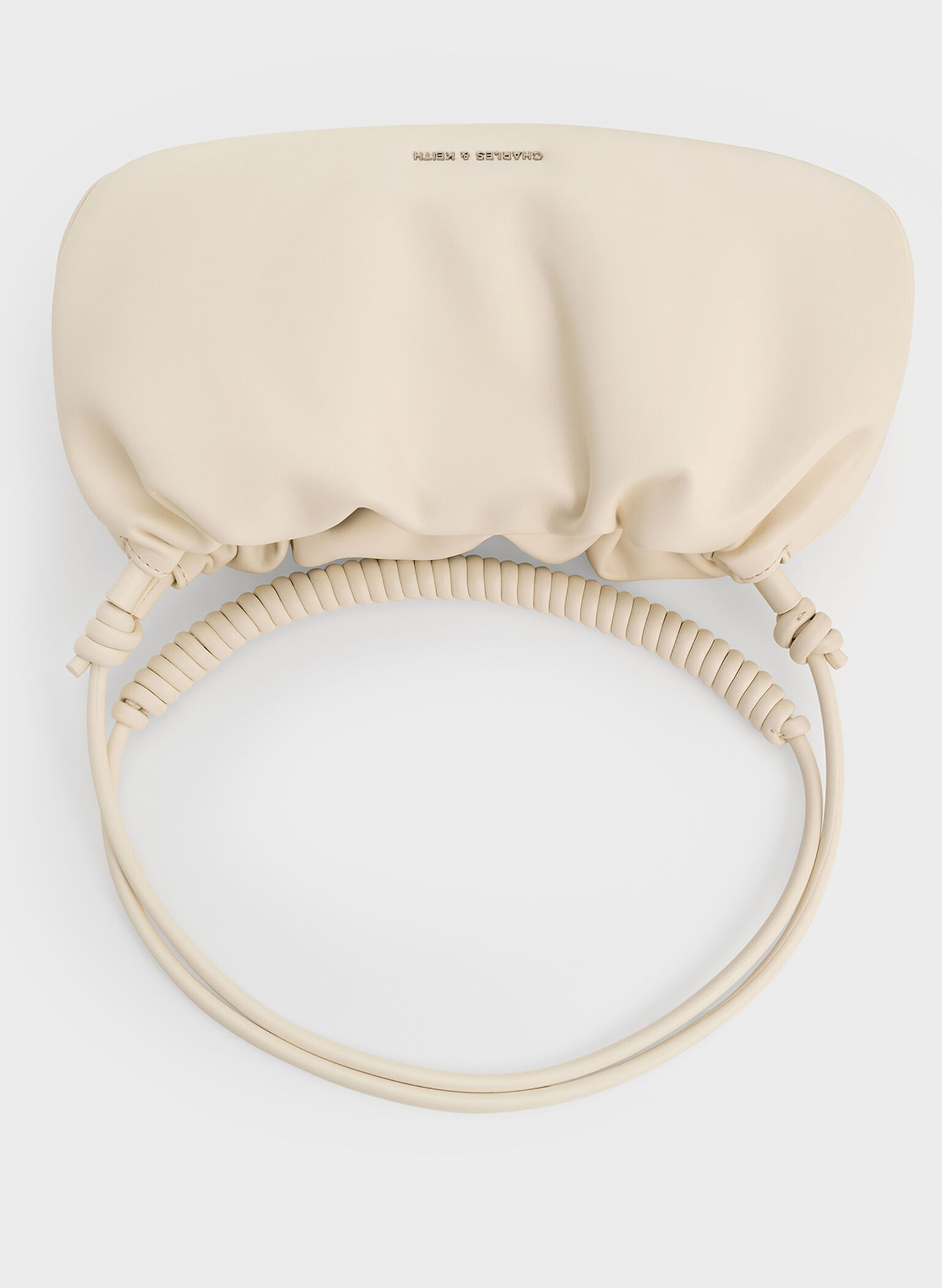 Lorelai Ruched Knotted-Strap Shoulder Bag, Cream, hi-res