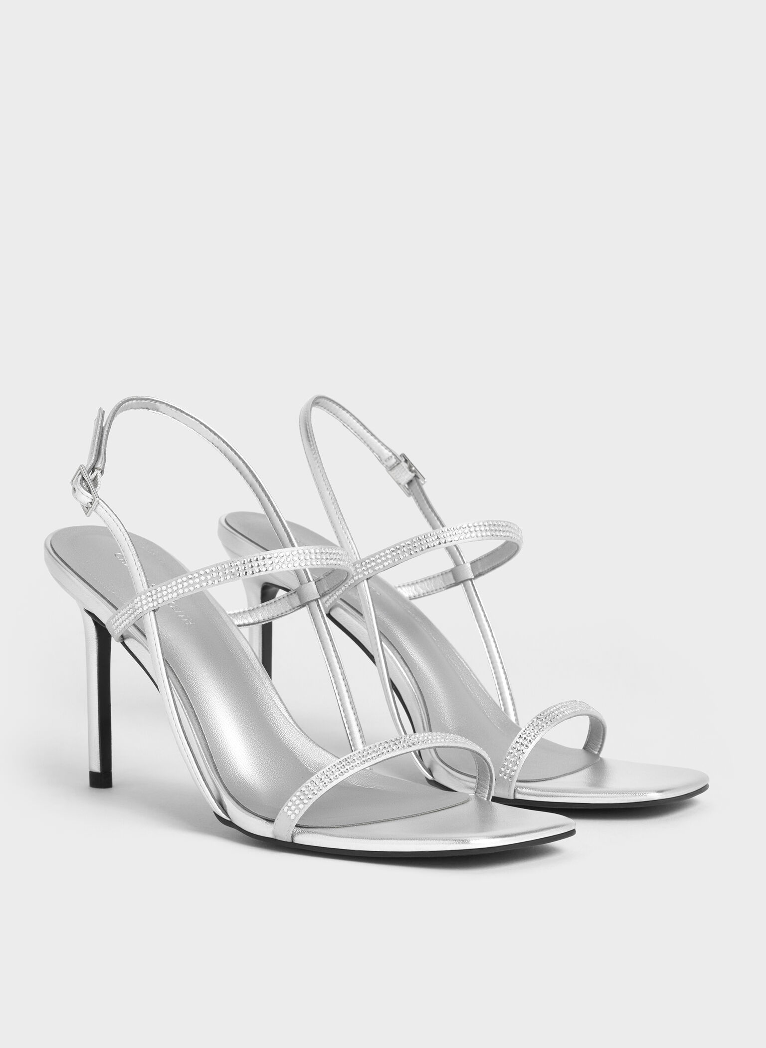 Arona Metallic Crystal-Embellished Stiletto-Heel Sandals, Silver, hi-res